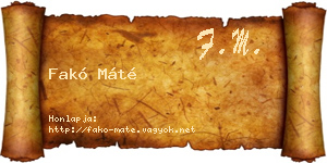 Fakó Máté névjegykártya
